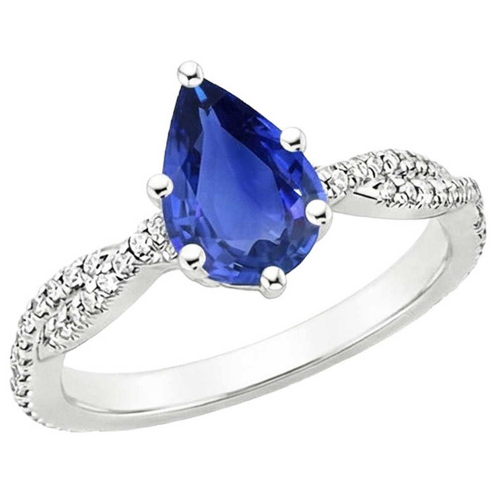 naturel pear diamant 5.50carats bague angle de côté
