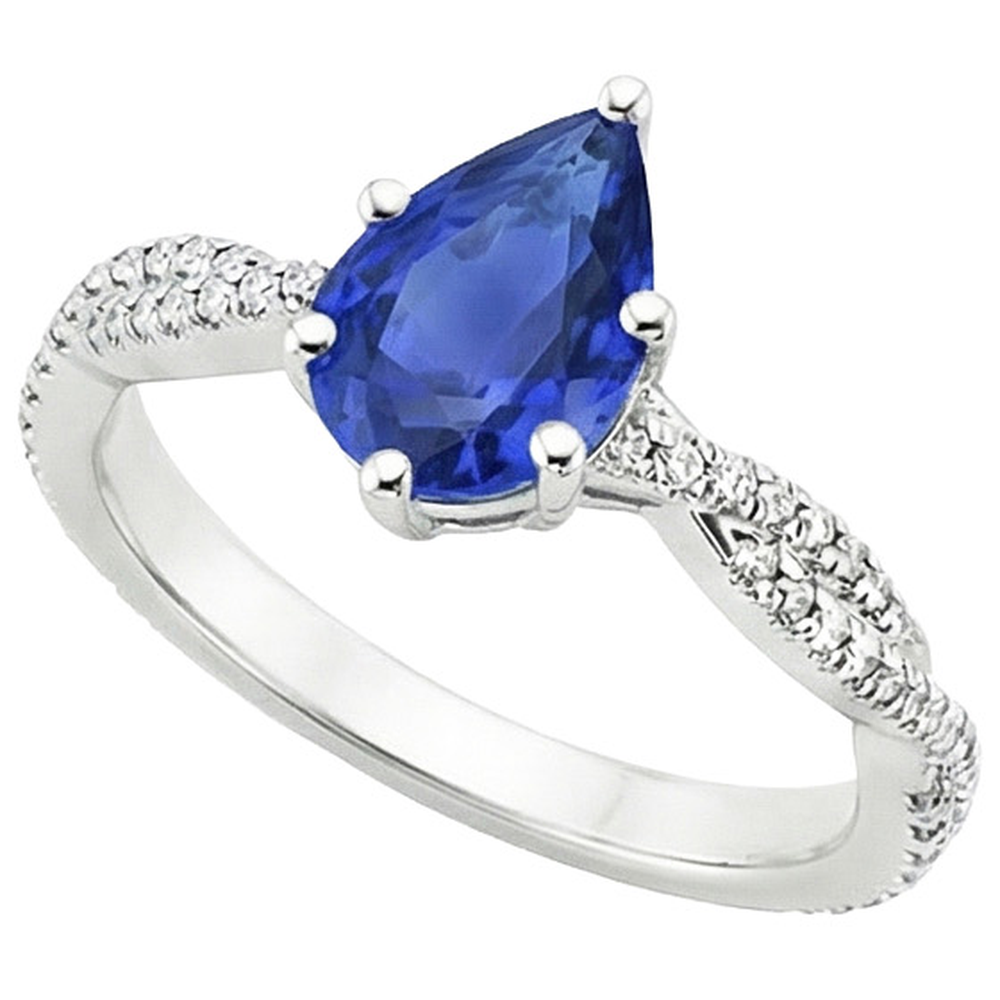 naturel pear diamant 5.50carats bague détail rapproché