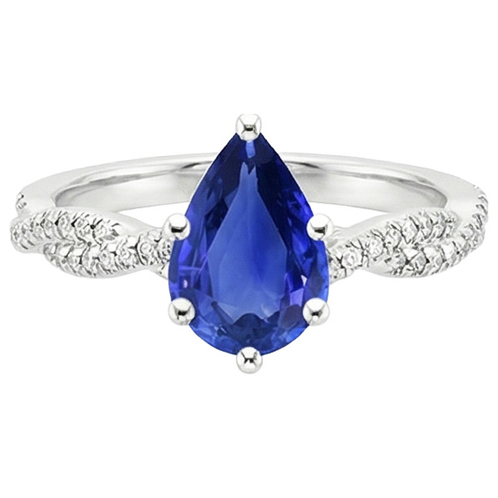 naturel pear diamant 5.50carats bague vue de profil