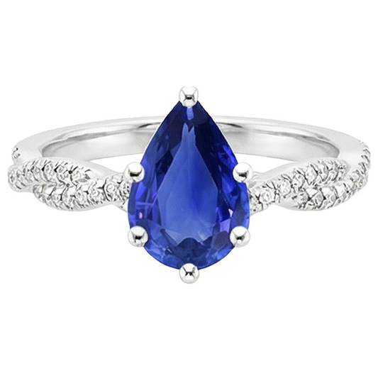 naturel pear diamant 5.50carats bague vue de profil