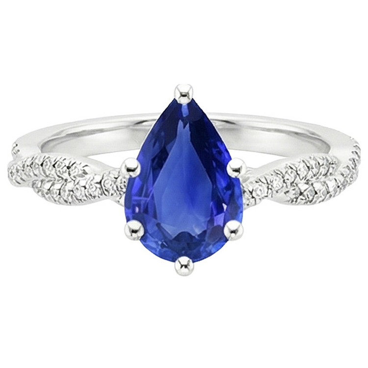 naturel pear diamant 5.50carats bague vue de profil