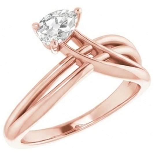 Bague Solitaire Poire Véritable Diamant Taille Vieille Mine Torsadée Tige Fendue 2 Carats