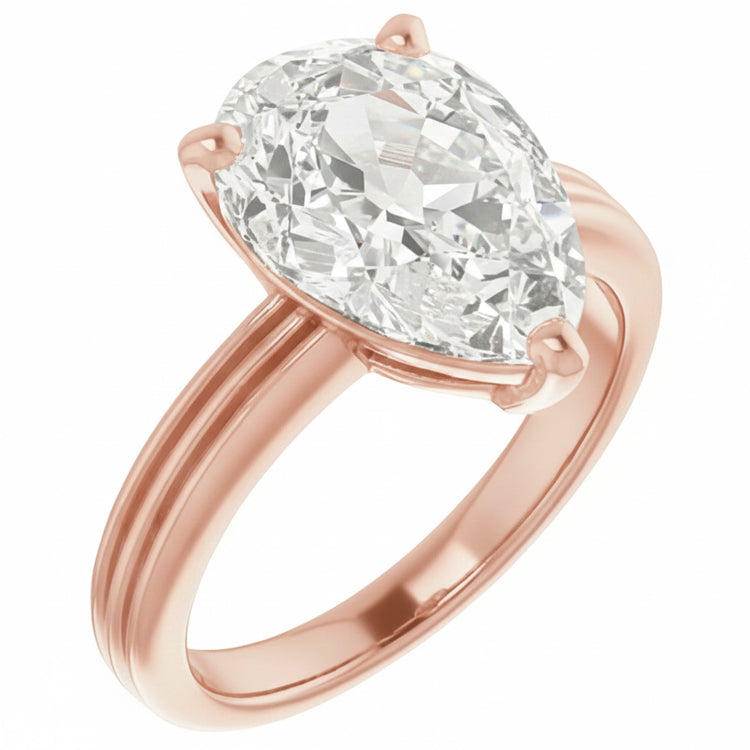 Bague Solitaire Poire Vieux Mineur Naturel Diamant Sertie Griffe Or 5 Carats
