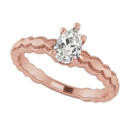naturel pear diamant 1.50carats bague vue de profil