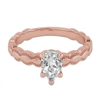 naturel pear diamant 1.50carats bague sur blanc
