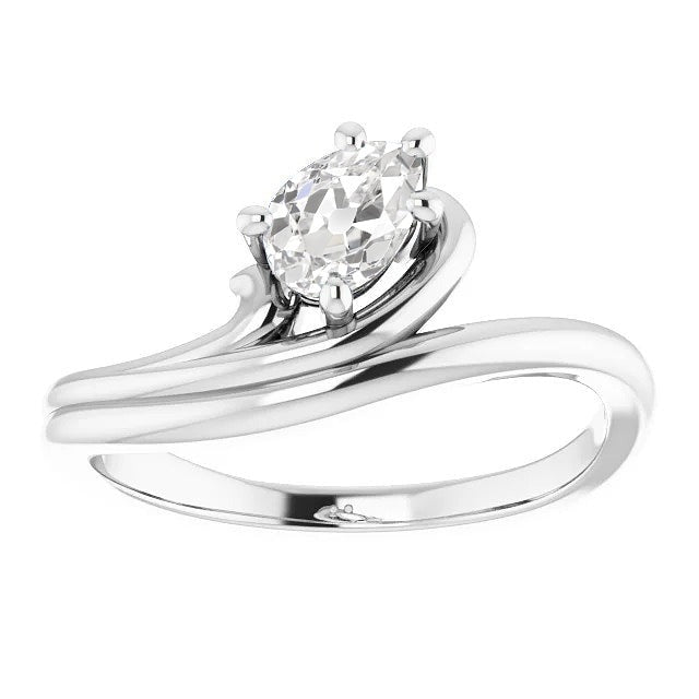 Bague Solitaire Poire Vieux mineur Réel Diamant Tige Torsadée 2 Carats