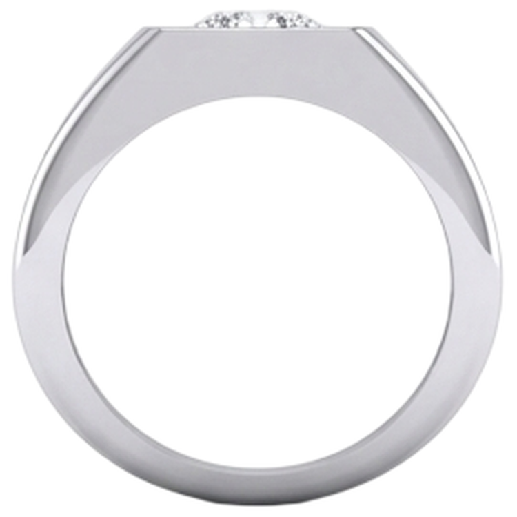 Bague Solitaire Pour Hommes à 1 Carats De Diamants Naturels Extraits des Mines ( et non cultivés en laboratoire ) 14K Or Blanc F VS1