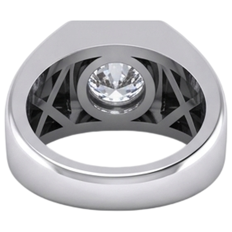 Bague Solitaire Pour Hommes à 1 Carats De Diamants Naturels Extraits des Mines ( et non cultivés en laboratoire ) 14K Or Blanc F VS1