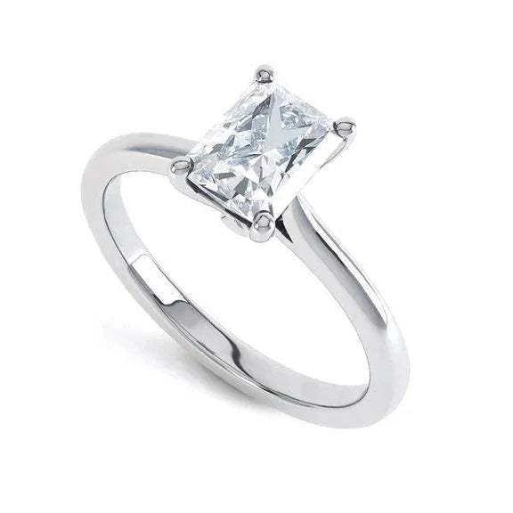 Bague Solitaire Radiant Réel Diamant Pour Femme