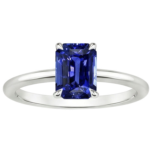 naturel radiant saphir 3carats bague vue de dessus