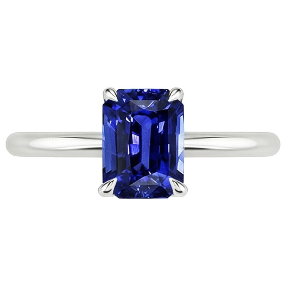 naturel radiant saphir 3carats bague vue de profil