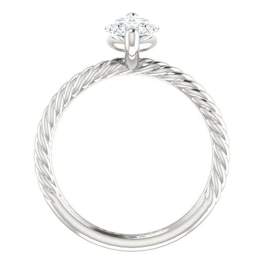 Bague Solitaire Réel Diamant 2 Carats Style Corde Torsadée Bijoux Femme