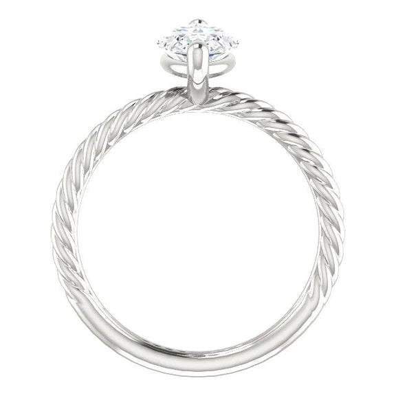 Bague Solitaire Réel Diamant 2 Carats Style Corde Torsadée Bijoux Femme