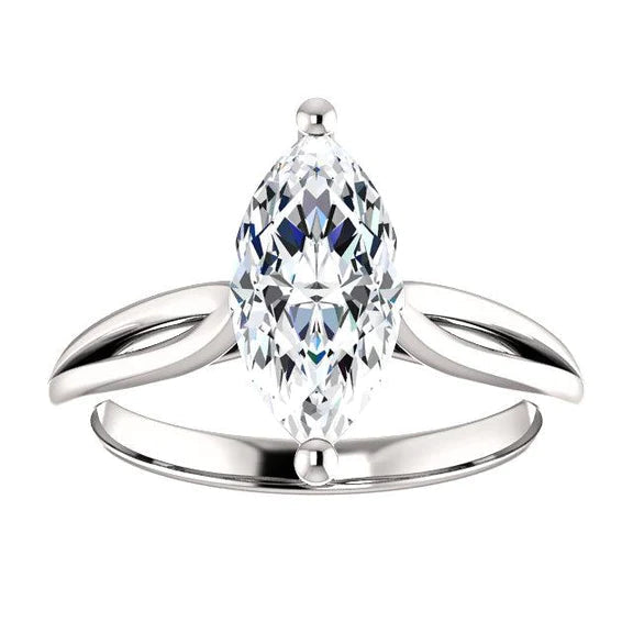 Bague Solitaire Réel Diamant 2.50 Carats Or Blanc 14K