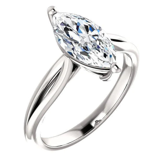 Bague Solitaire Réel Diamant 2.50 Carats Or Blanc 14K