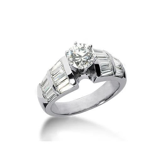 Bague Solitaire Réel Diamant 3 Carat Avec Accents Or Blanc