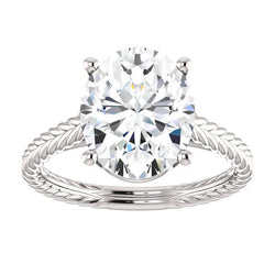 Bague Solitaire Réel Diamant 4 Carats Corde Style Tige Femme Bijoux