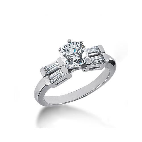 Bague Solitaire Réel Diamant 5 Pierres Avec Accents 2.01 Carats Or Blanc 14K