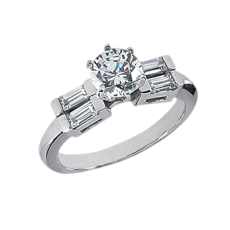 Bague Solitaire Réel Diamant 5 Pierres Avec Accents 2.01 Carats Or Blanc 14K