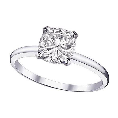 Bague Solitaire Réel Diamant Coussin 1 Carat
