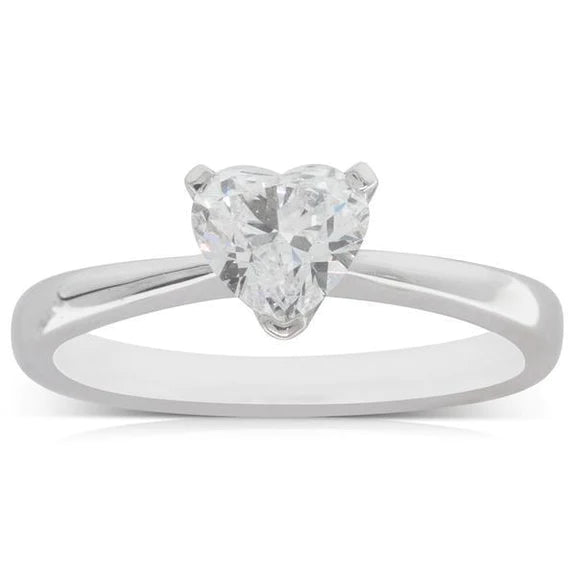 Bague Solitaire Réel Diamant En Forme De Coeur 1.75 Carat Or Blanc 14K