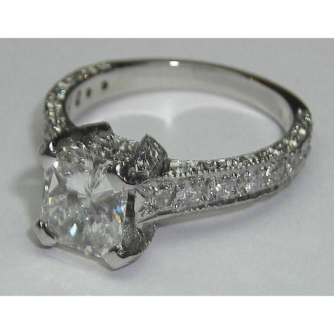 Bague Solitaire Réel Diamant Fantaisie Pave 3 Carats Taille Princesse Avec Accents