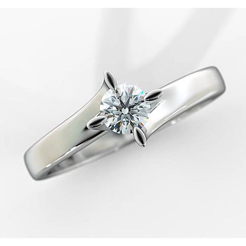 Bague Solitaire Réel Diamant Femme 1 Carat Tige Torsadée Or Blanc 14K