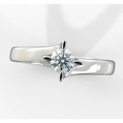 Bague Solitaire Réel Diamant Femme 1 Carat Tige Torsadée Or Blanc 14K