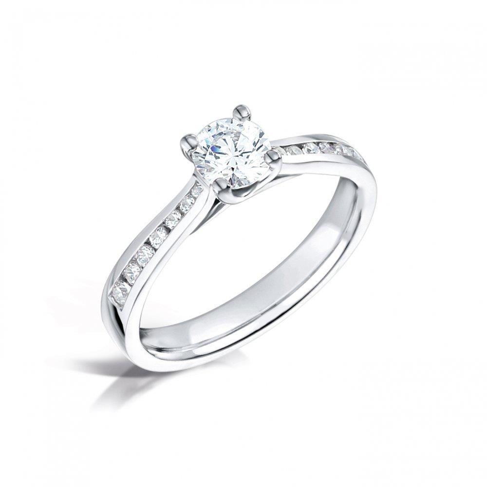 Bague Solitaire Réel Diamant Or Blanc 14K 2.20 Carats Avec Accents