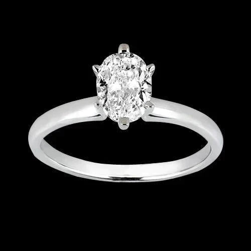 Bague Solitaire Réel Diamant Ovale 1 Carat