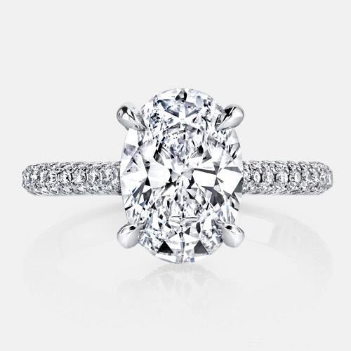 Bague Solitaire Réel Diamant Ovale Etincelant De 1.55 Carat Avec Accents