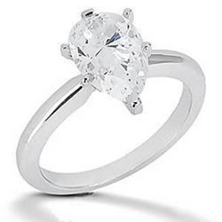 Bague Solitaire Réel Diamant Poire 2.50 Carats Bijoux En Or Blanc Neuf