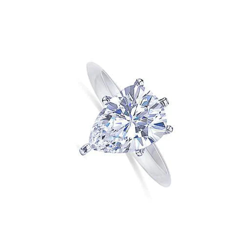 Bague Solitaire Réel Diamant Poire Classique