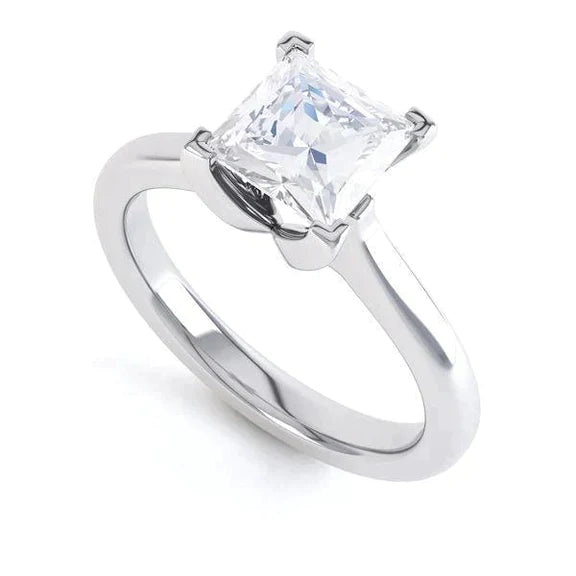 Bague Solitaire Réel Diamant Princesse 2.5 Carat