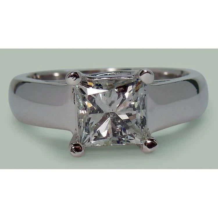 Bague Solitaire Réel Diamant Princesse Scintillante