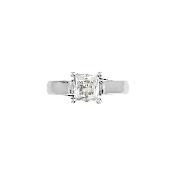 Bague Solitaire Réel Diamant Princesse Sertie Griffes De 1.55 Carat