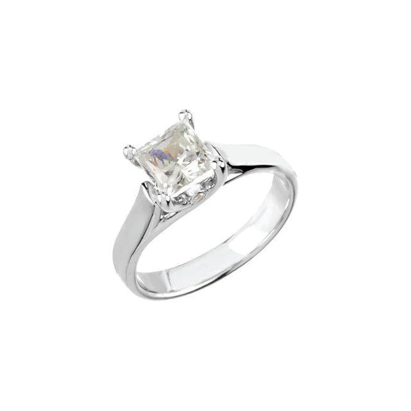Bague Solitaire Réel Diamant Princesse Sertie Griffes De 1.55 Carat