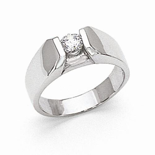 Bague Solitaire Réel Diamant Rond 0.50 Carats Or Blanc 14K