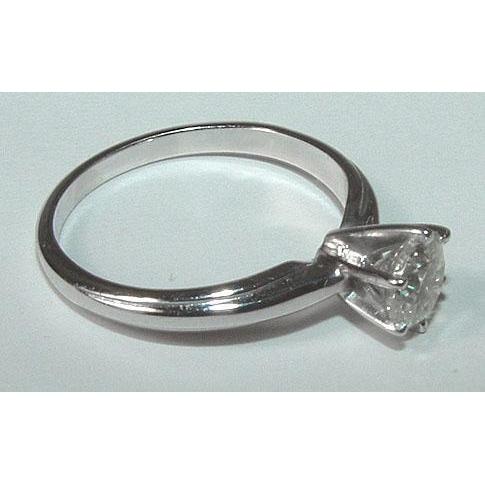 Bague Solitaire Réel Diamant Rond 1 Carat Or Blanc 14K