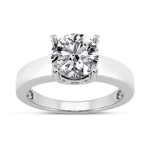 Bague Solitaire Réel Diamant Rond 1.50 Carats Or Blanc 14K