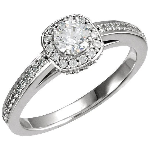 Bague Solitaire Réel Diamant Rond 1.89 Carat Avec Accents Halo