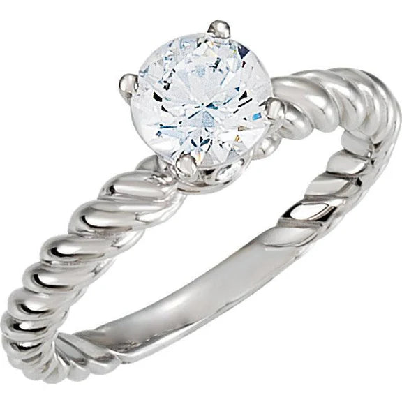 Bague Solitaire Réel Diamant Rond 2.20 Carats Or Blanc 14K