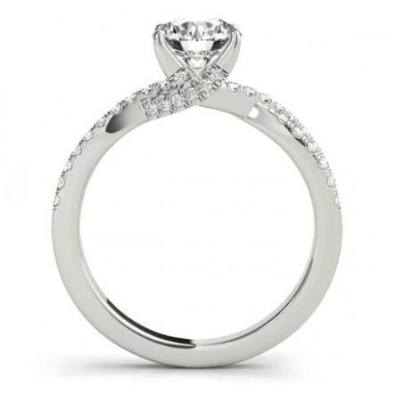 Bague Solitaire Réel Diamant Rond 2.25 Carats Avec Accents Or Blanc 14K