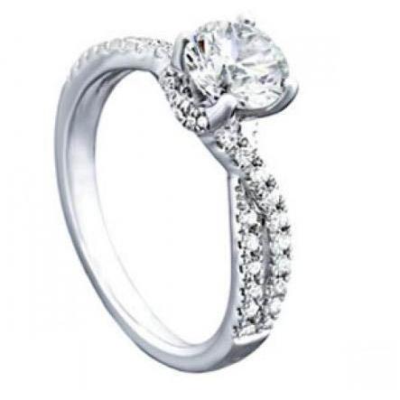 Bague Solitaire Réel Diamant Rond 2.25 Carats Avec Accents Or Blanc 14K