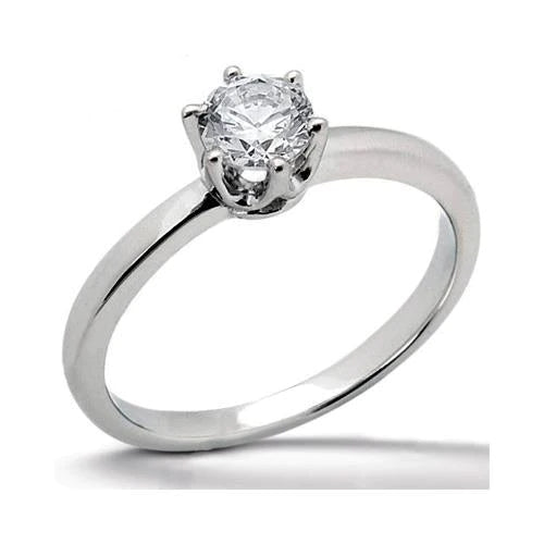 Bague Solitaire Réel Diamant Rond 2.50 Carats Or Blanc 14K