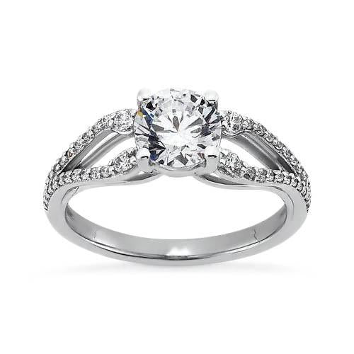 Bague Solitaire Réel Diamant Rond Scintillant 2.65 Carats Avec Accents