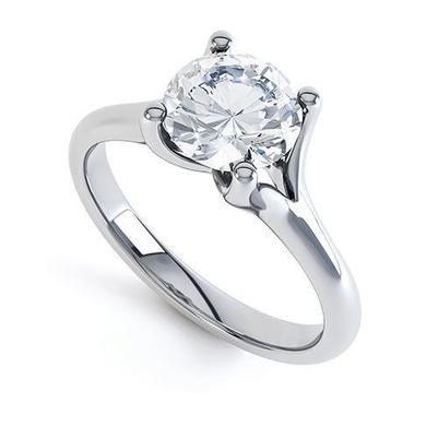 Bague Solitaire Réel Diamant Rond Scintillant De 2.50 Ct Or Blanc 14K