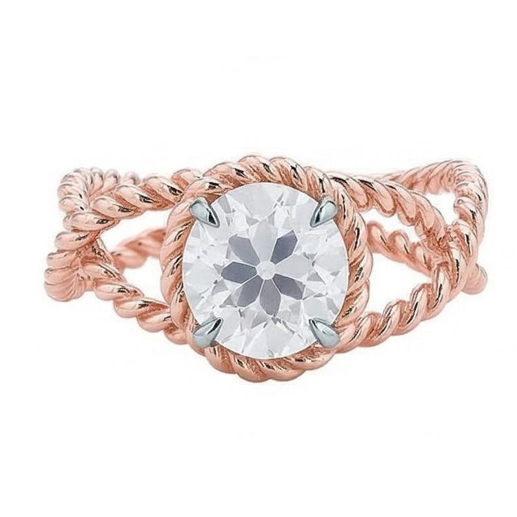 naturel round diamant 1carats bague détail rapproché