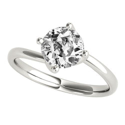 Bague Solitaire Réel Diamant Rond Vieux Mineur Sertie 4 Griffes 2 Carats