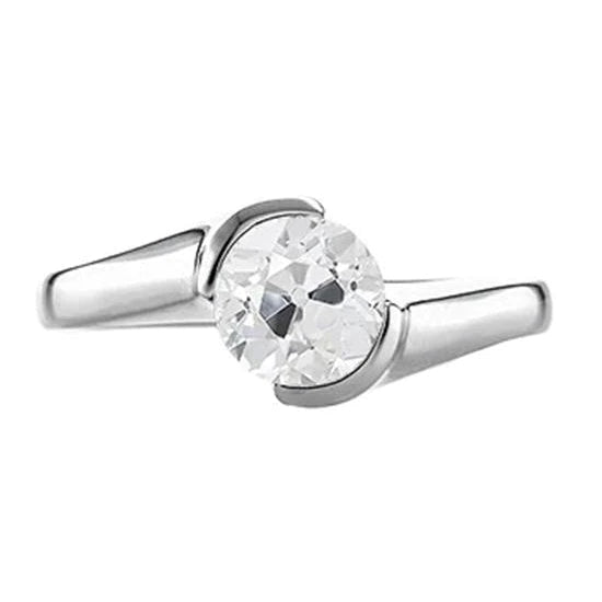 Bague Solitaire Réel Diamant Rond Vieux Mineur Style Torsadé 1 Carat